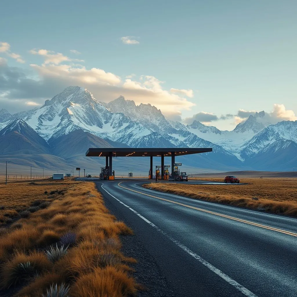 Estación YPF en ruta patagónica