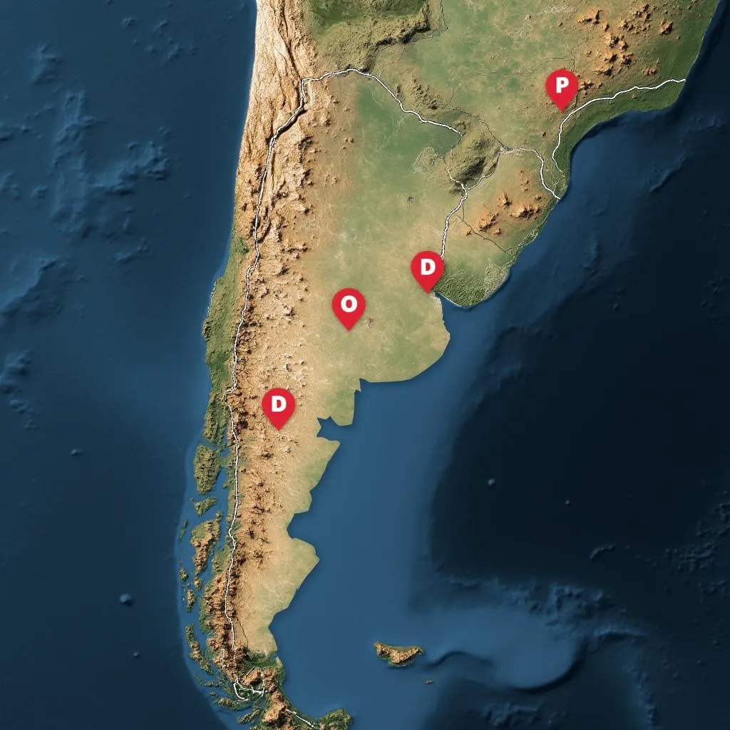 Mapa de estaciones YPF en Argentina